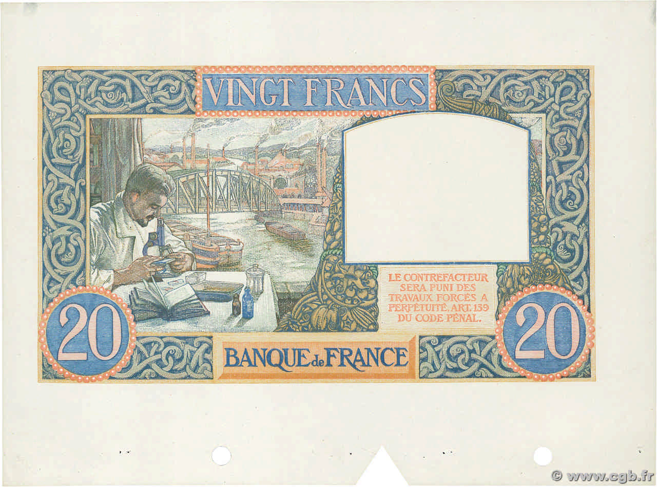 20 Francs TRAVAIL ET SCIENCE Épreuve FRANCIA  1939 F.12.00Ec q.FDC