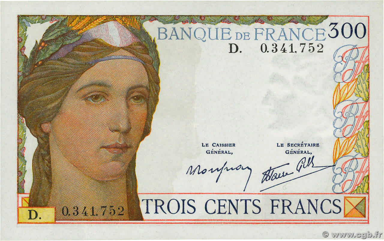 300 Francs FRANCE  1938 F.29.01 XF+