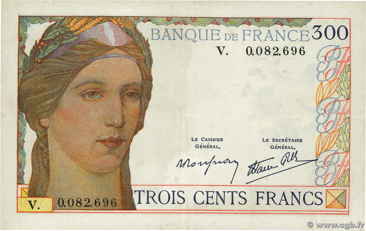 300 Francs FRANCE  1939 F.29.03 SUP