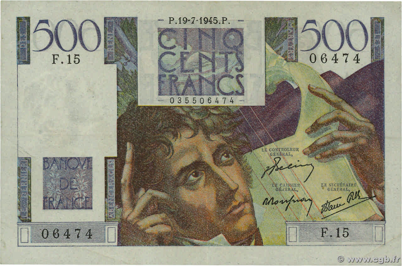 500 Francs CHATEAUBRIAND FRANKREICH  1945 F.34.01 SS