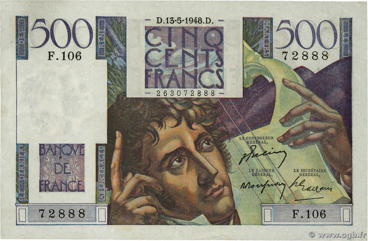 500 Francs CHATEAUBRIAND FRANCE  1948 F.34.08 VF+