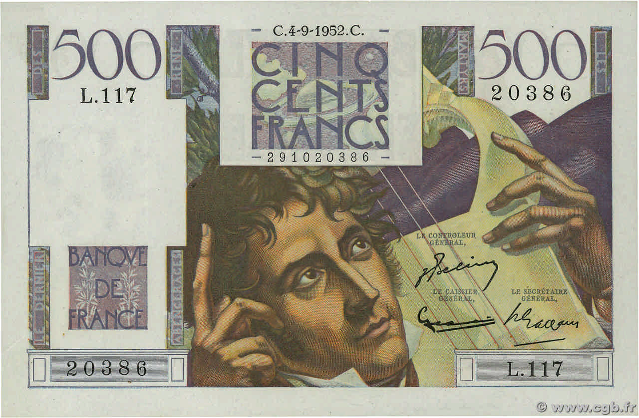 500 Francs CHATEAUBRIAND FRANCE  1952 F.34.10 SPL+