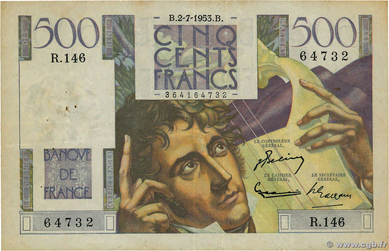 500 Francs CHATEAUBRIAND FRANKREICH  1953 F.34.13 fSS