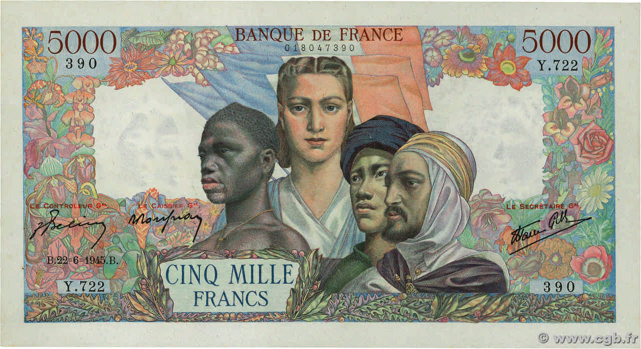 5000 Francs EMPIRE FRANÇAIS FRANCE  1945 F.47.31 XF