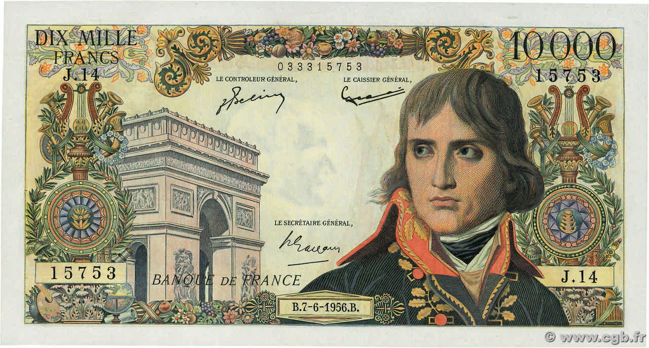 10000 Francs BONAPARTE FRANCE  1956 F.51.03 AU