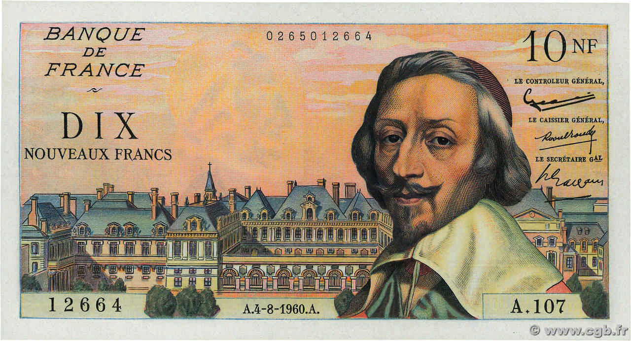 10 Nouveaux Francs RICHELIEU FRANCE  1960 F.57.09 SPL