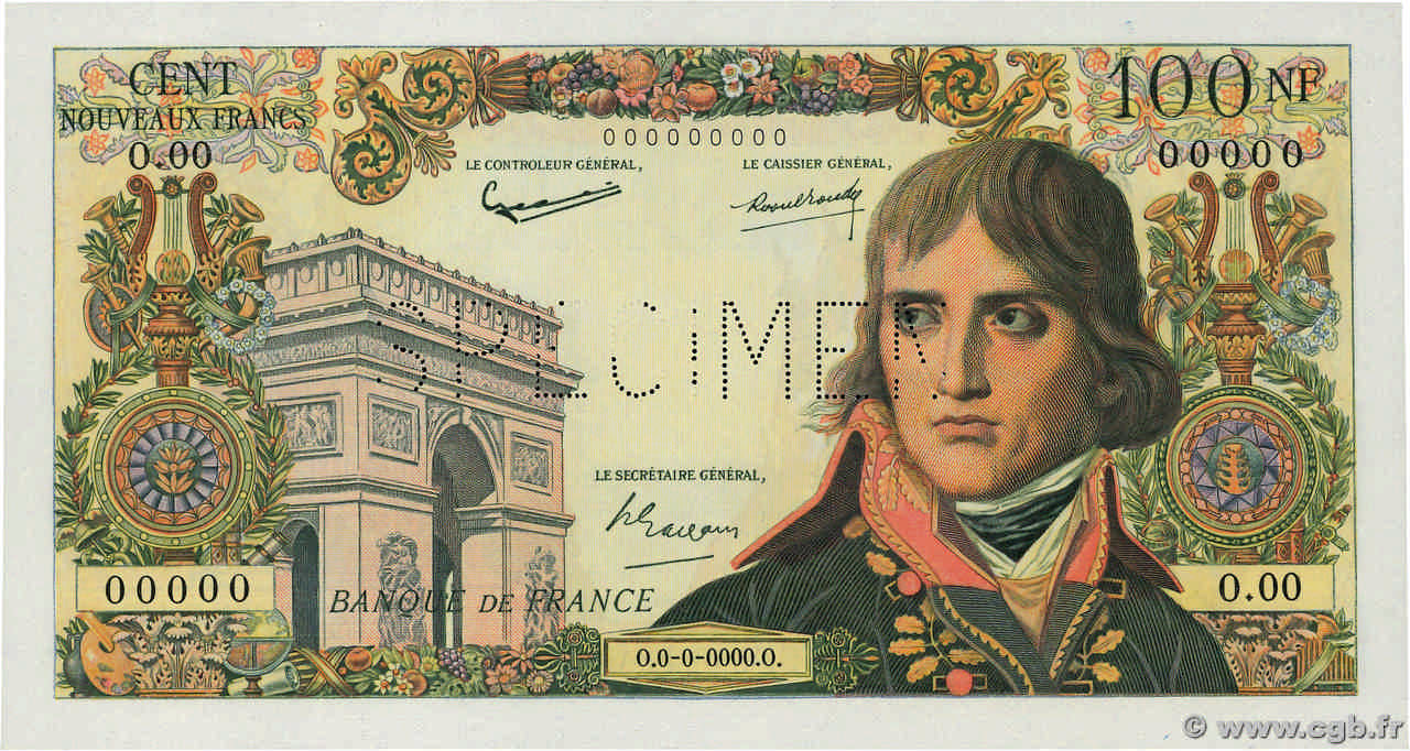 100 Nouveaux Francs BONAPARTE Épreuve FRANCIA  1959 F.59.00Ed FDC