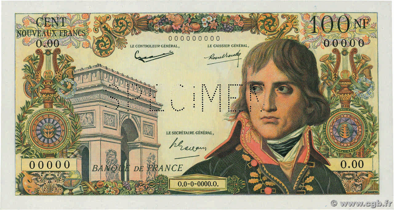 100 Nouveaux Francs BONAPARTE Épreuve FRANCE  1959 F.59.00Ed UNC