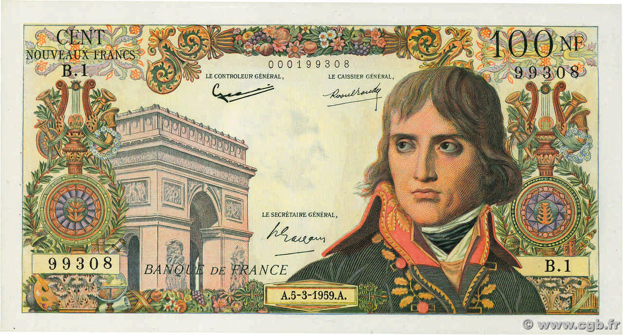 100 Nouveaux Francs BONAPARTE FRANCE  1959 F.59.01 AU