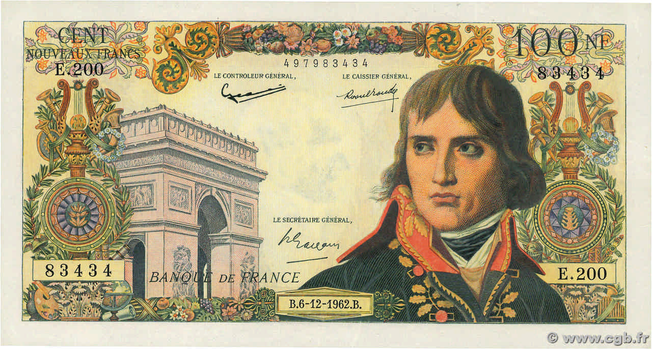 100 Nouveaux Francs BONAPARTE FRANCIA  1962 F.59.18 MBC