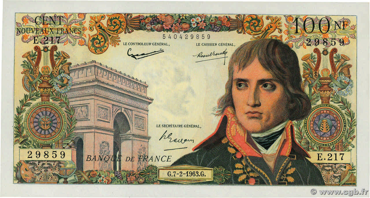 100 Nouveaux Francs BONAPARTE FRANCE  1963 F.59.19 AU