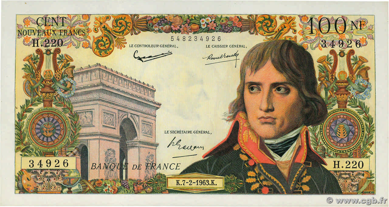 100 Nouveaux Francs BONAPARTE FRANCE  1963 F.59.19 AU