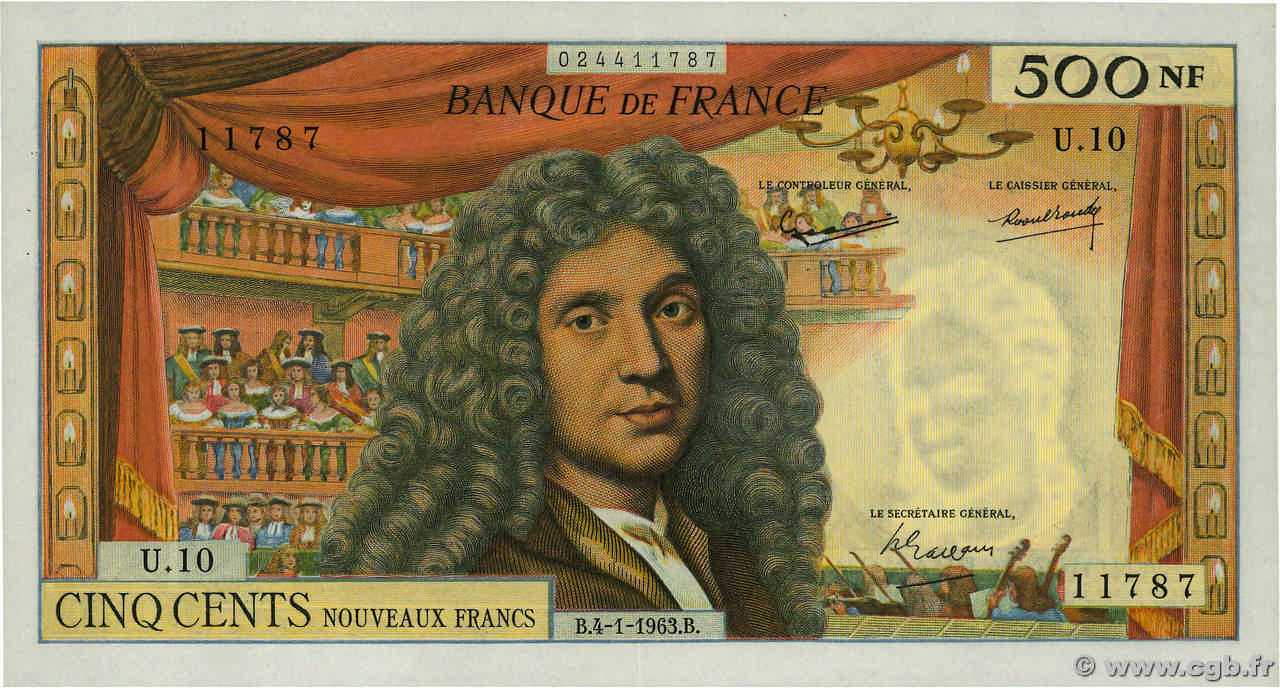 500 Nouveaux Francs MOLIÈRE FRANCIA  1963 F.60.04 EBC+