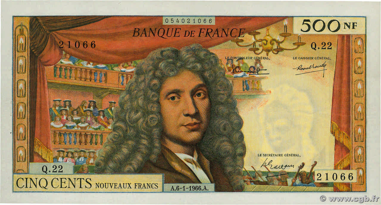 500 Nouveaux Francs MOLIÈRE FRANKREICH  1966 F.60.09 VZ