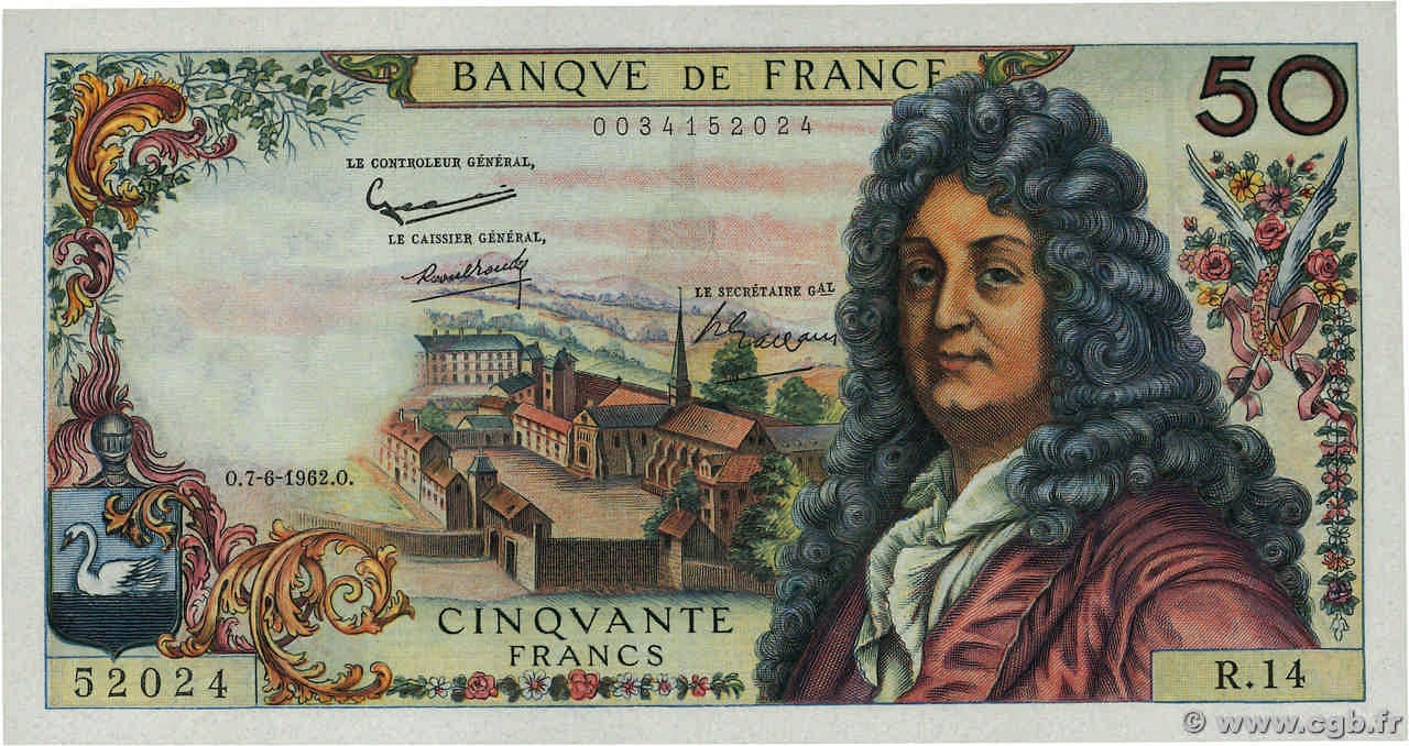 50 Francs RACINE FRANCE  1962 F.64.01 UNC-