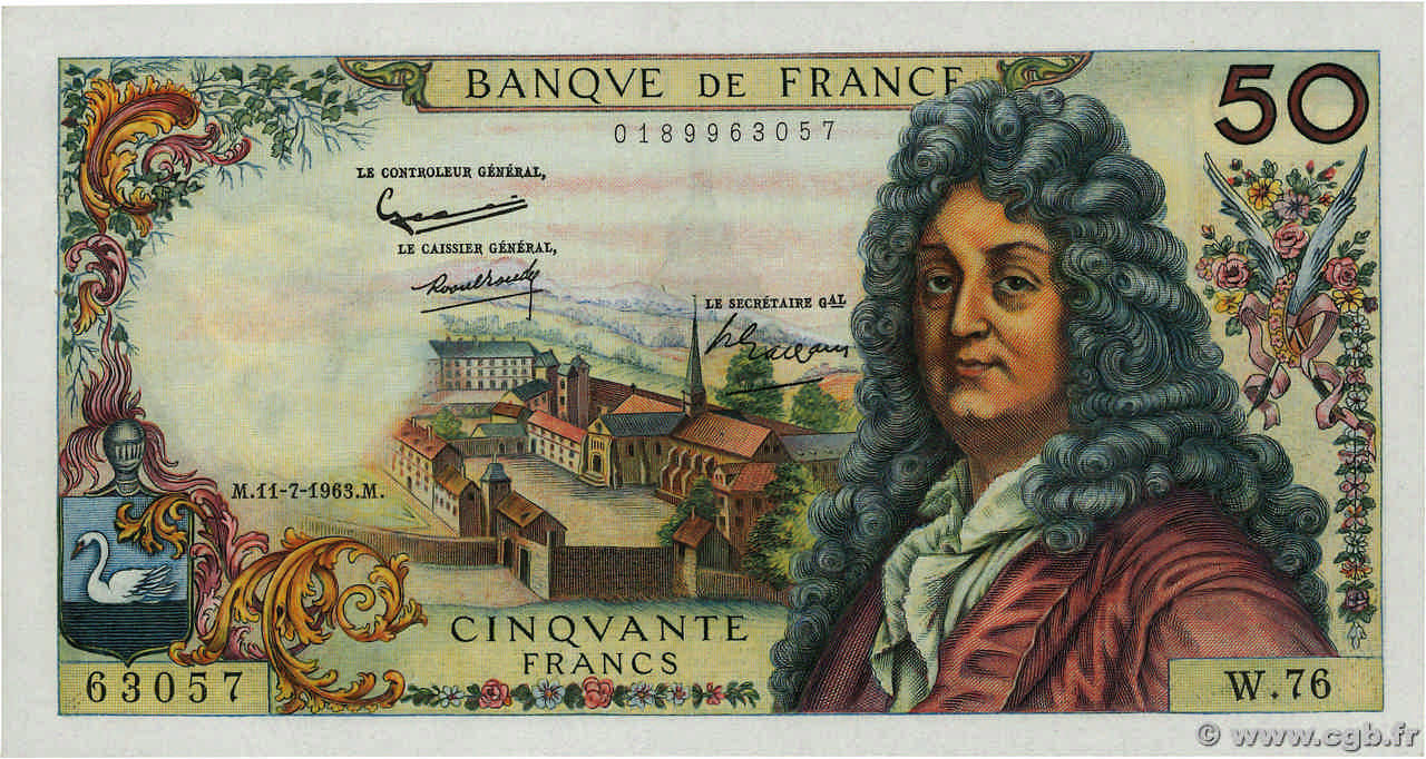 50 Francs RACINE FRANCIA  1963 F.64.06 AU