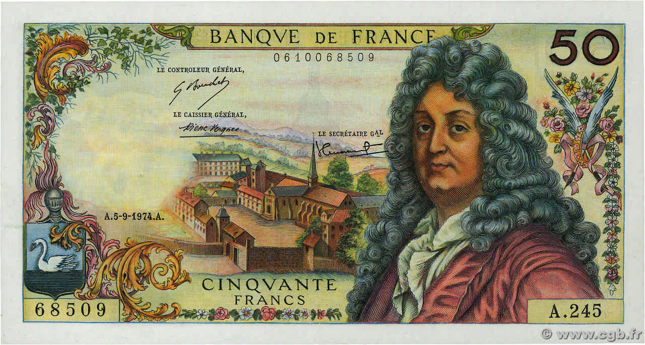 50 Francs RACINE FRANCE  1974 F.64.27 UNC-