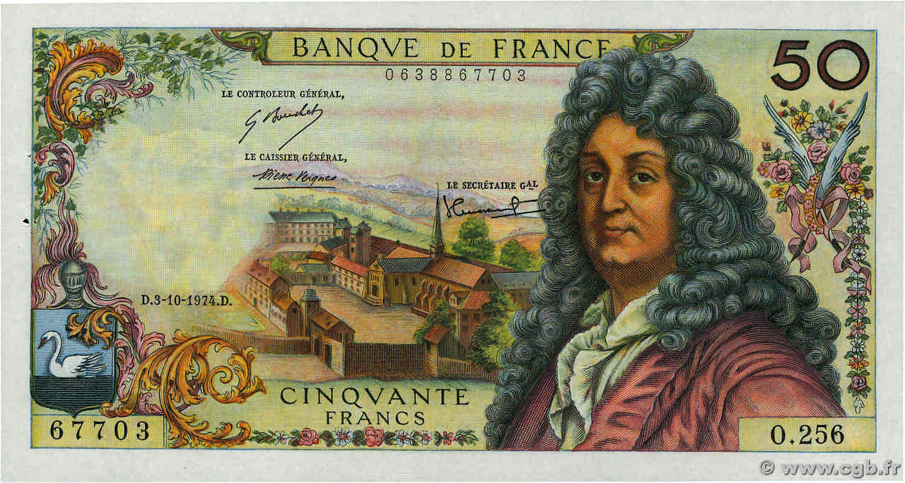 50 Francs RACINE FRANCIA  1974 F.64.28 SPL