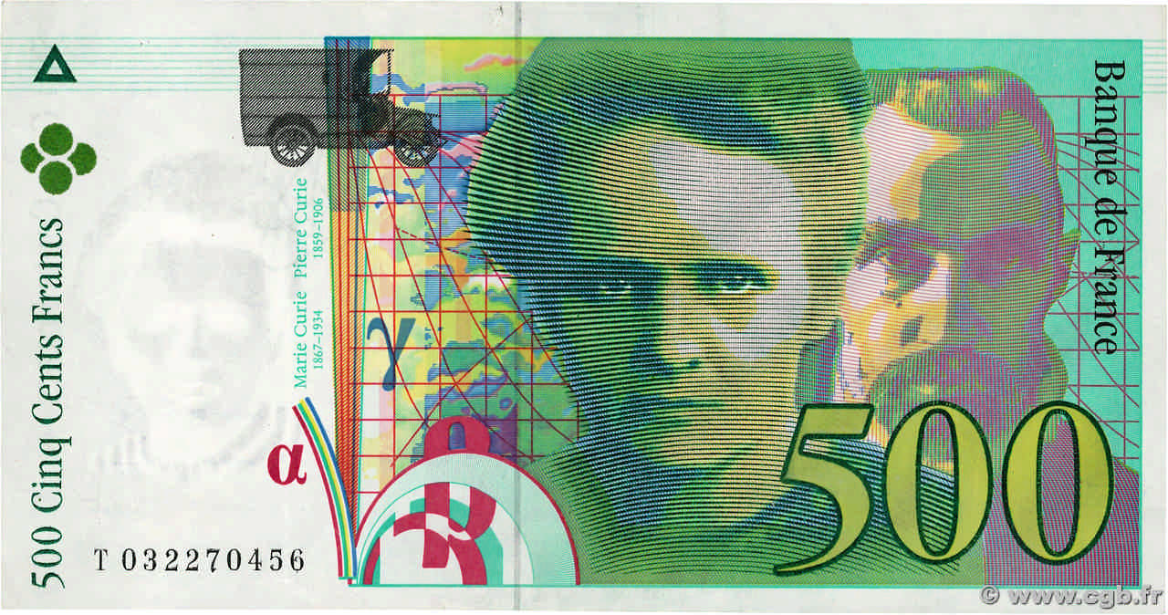 500 Francs PIERRE ET MARIE CURIE Sans STRAP Fauté FRANCE  1995 F.76f4.02 XF