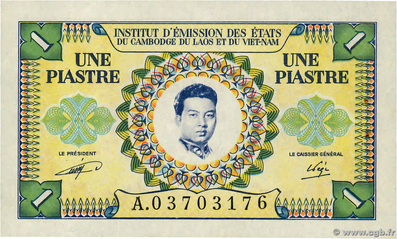 1 Piastre - 1 Riel FRANZÖSISCHE-INDOCHINA  1953 P.093 fST