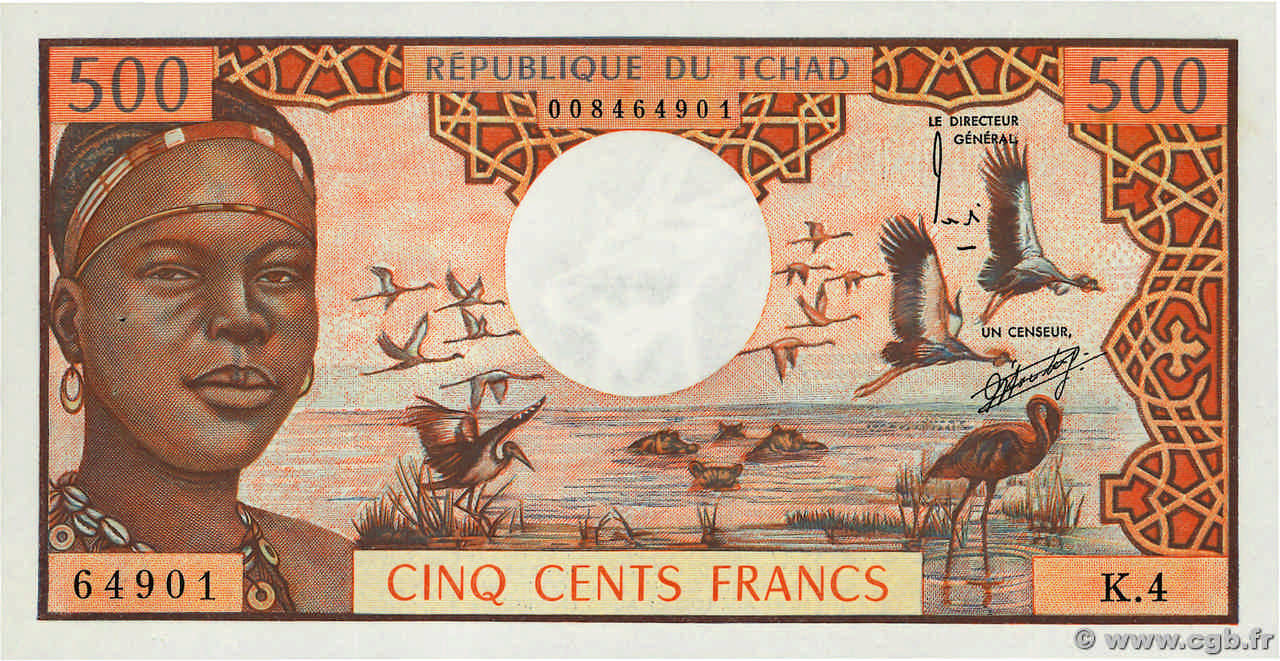 500 Francs TSCHAD  1974 P.02a fST