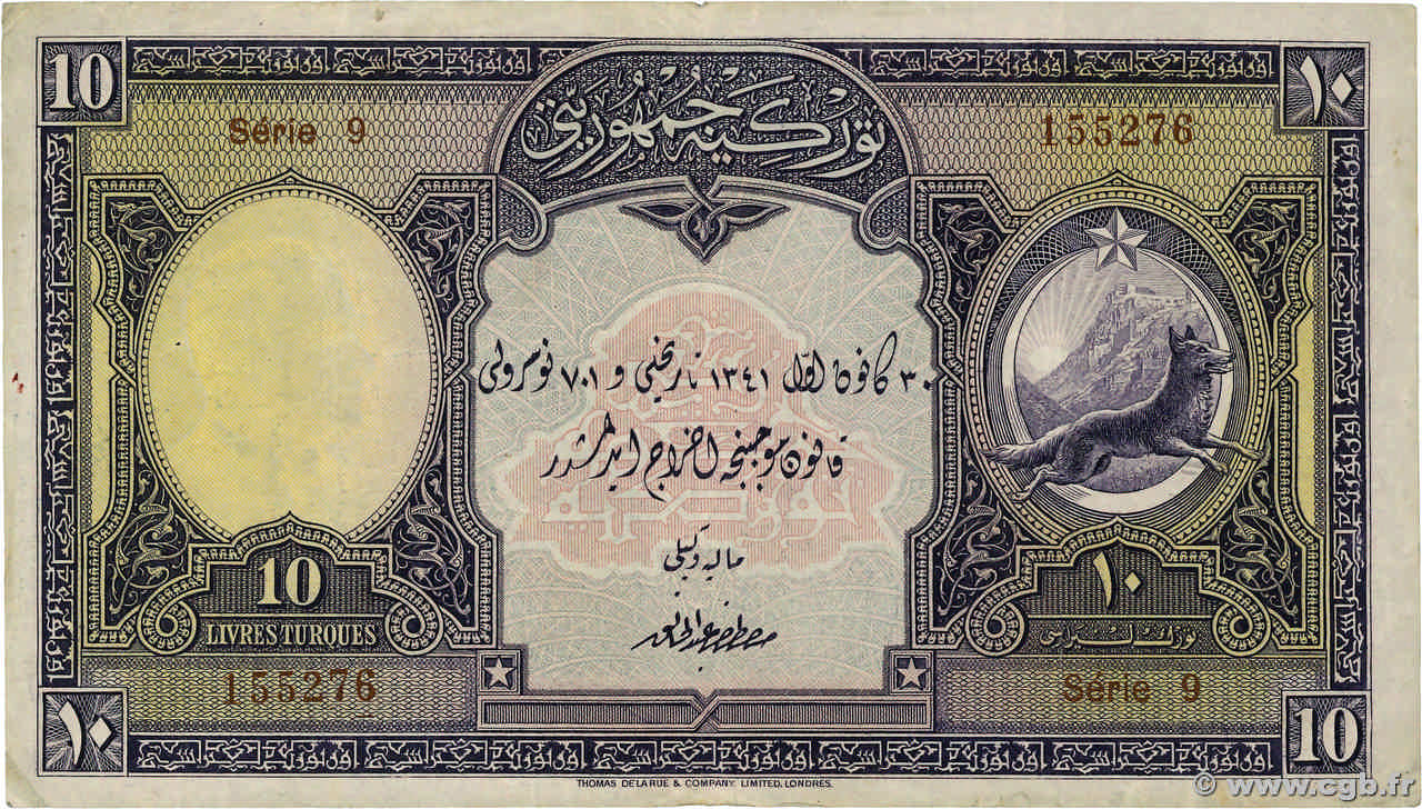 10 Livres TÜRKEI  1926 P.121a fSS