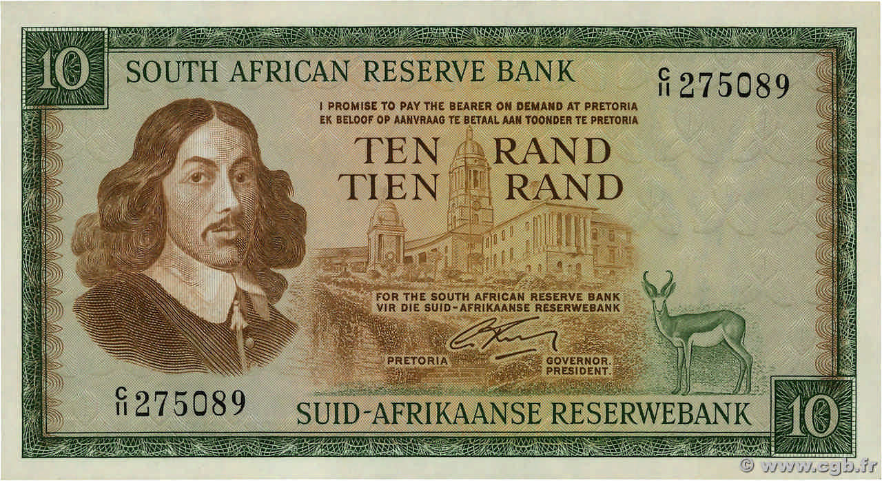 10 Rand AFRIQUE DU SUD  1966 P.113a SPL+