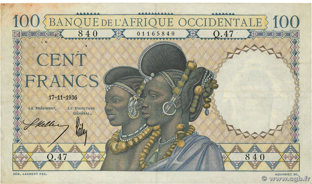 100 Francs AFRIQUE OCCIDENTALE FRANÇAISE (1895-1958)  1936 P.23 TTB