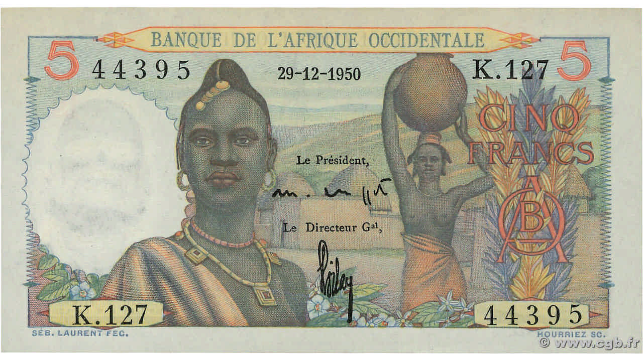 5 Francs AFRIQUE OCCIDENTALE FRANÇAISE (1895-1958)  1950 P.36 SPL+