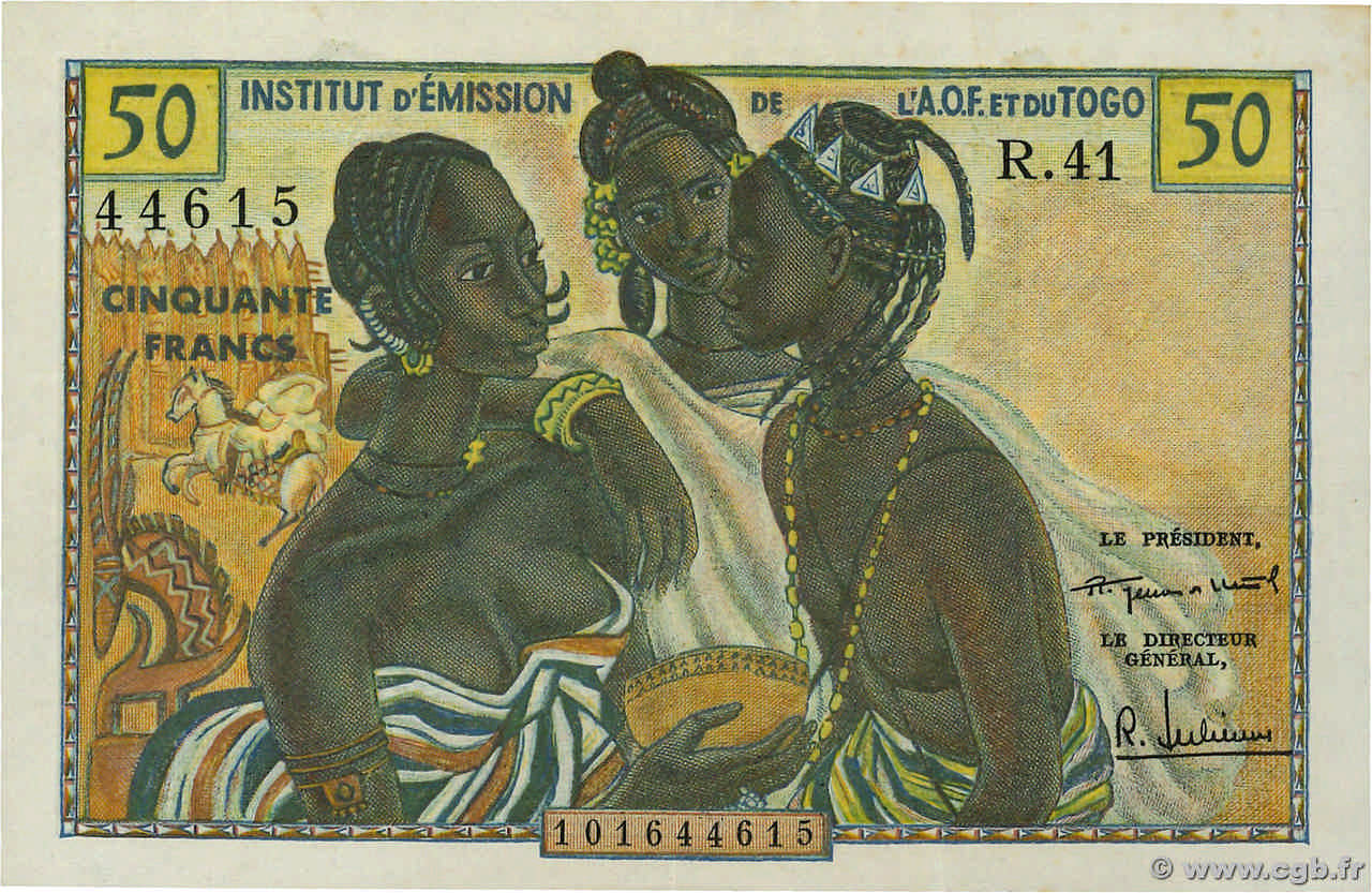 50 Francs AFRIQUE OCCIDENTALE FRANÇAISE (1895-1958)  1956 P.45 pr.SUP