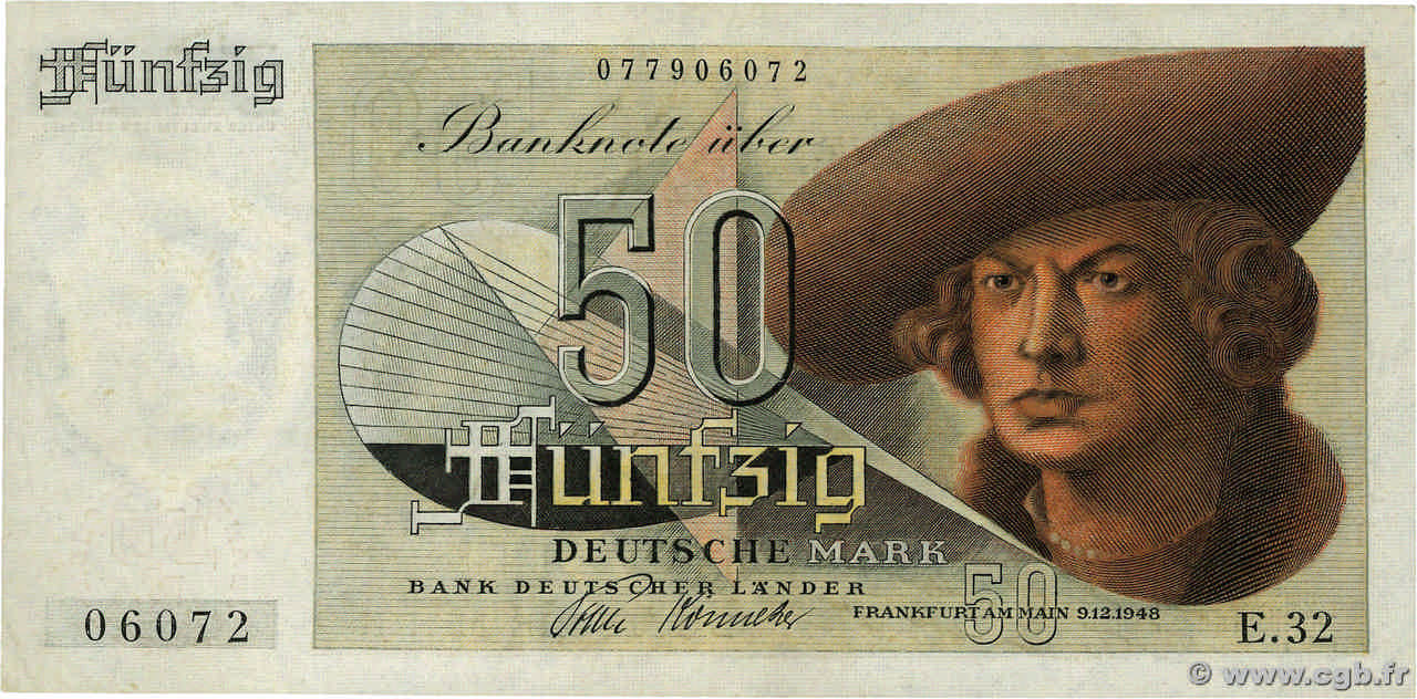 50 Deutsche Mark ALLEMAGNE FÉDÉRALE  1948 P.14a SUP+