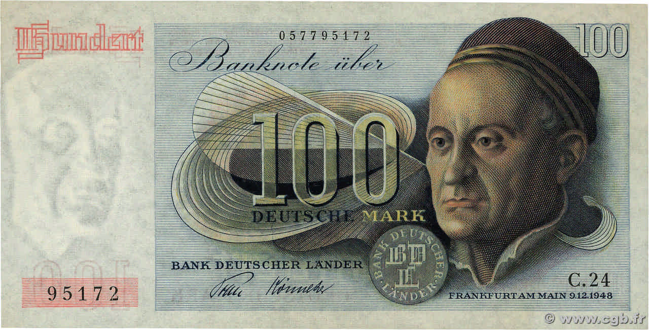 100 Deutsche Mark ALLEMAGNE FÉDÉRALE  1948 P.15a SPL