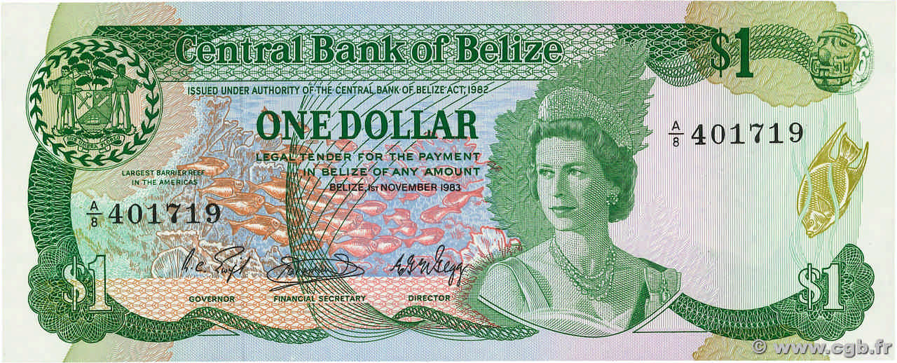 1 Dollar BELIZE  1983 P.46a q.FDC
