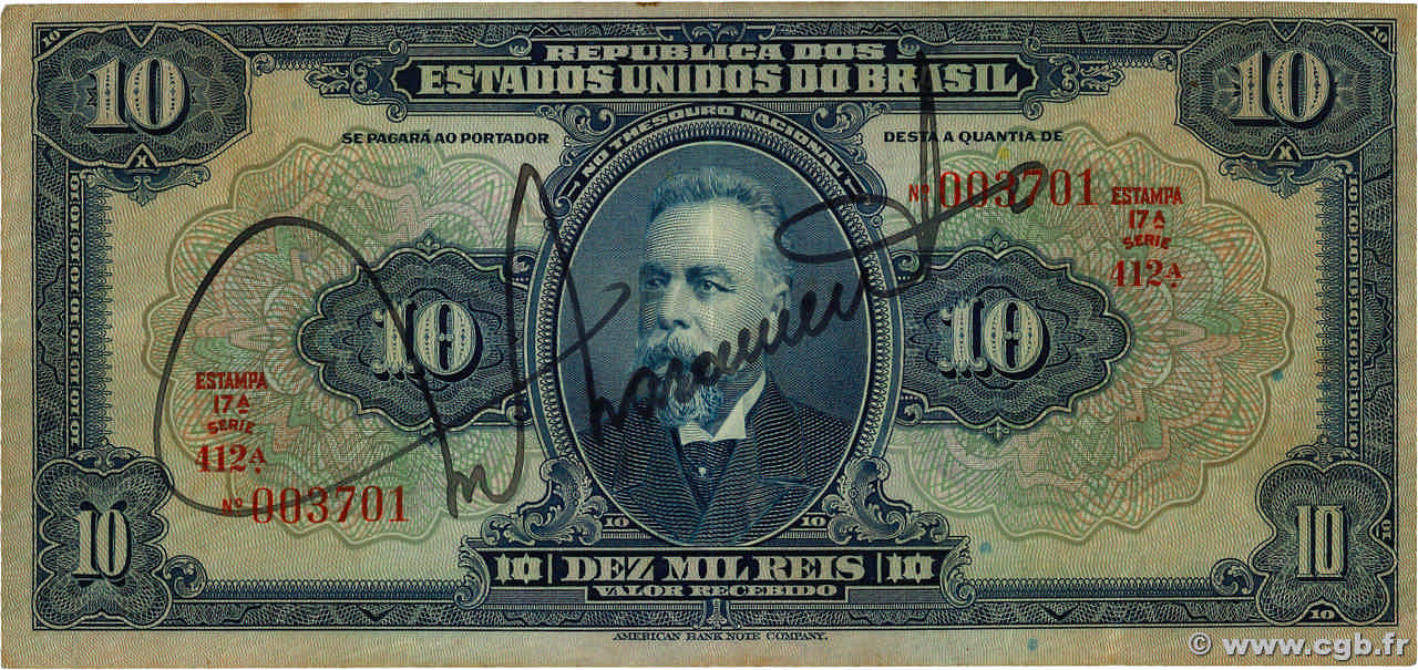 10 Mil Reis BRÉSIL  1925 P.039 pr.TTB