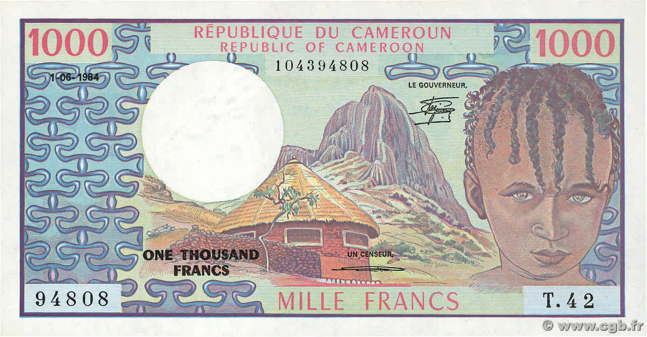 1000 Francs CAMEROUN  1984 P.21 SPL