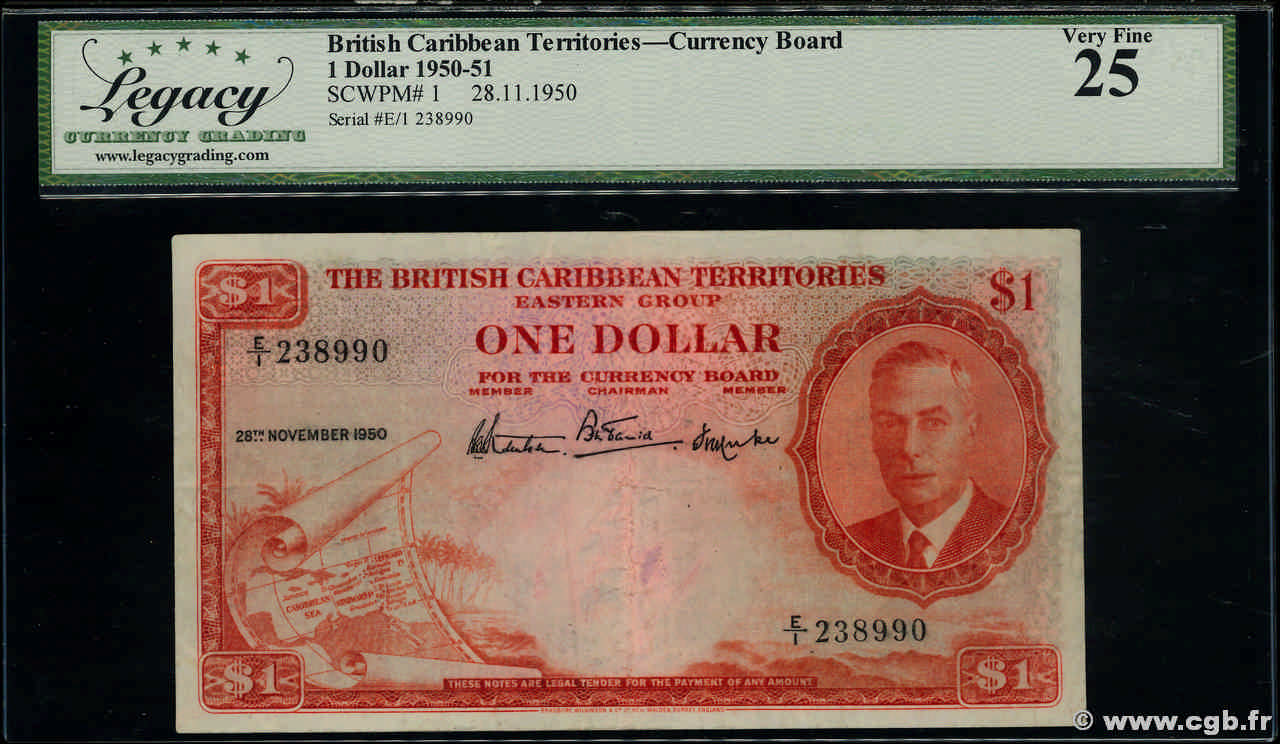 1 Dollar EAST CARIBBEAN STATES  1950 P.01 VF