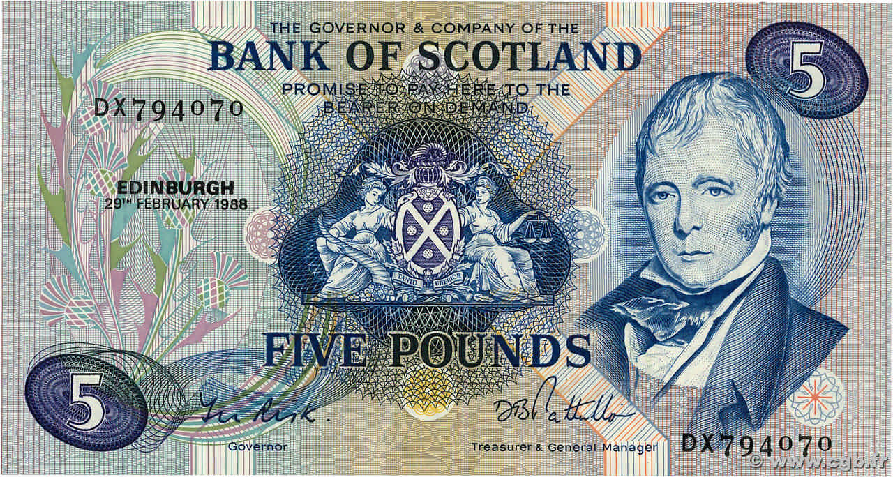 5 Pounds SCOTLAND  1988 P.112f UNC-