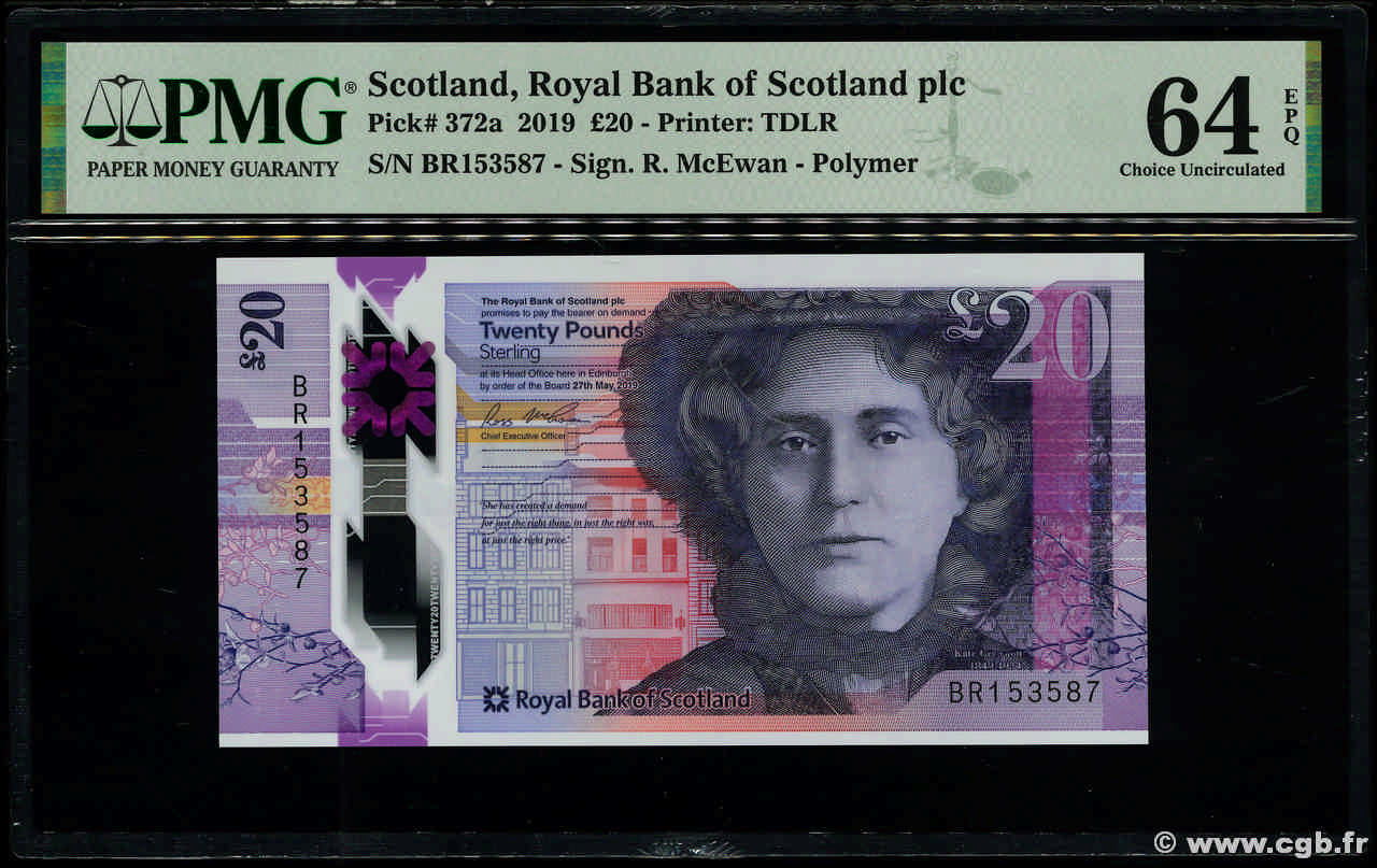 20 Pounds SCOTLAND  2019 P.372a fST+