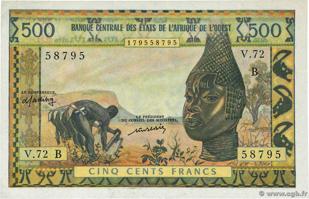500 Francs ÉTATS DE L AFRIQUE DE L OUEST  1977 P.202Bl pr.NEUF