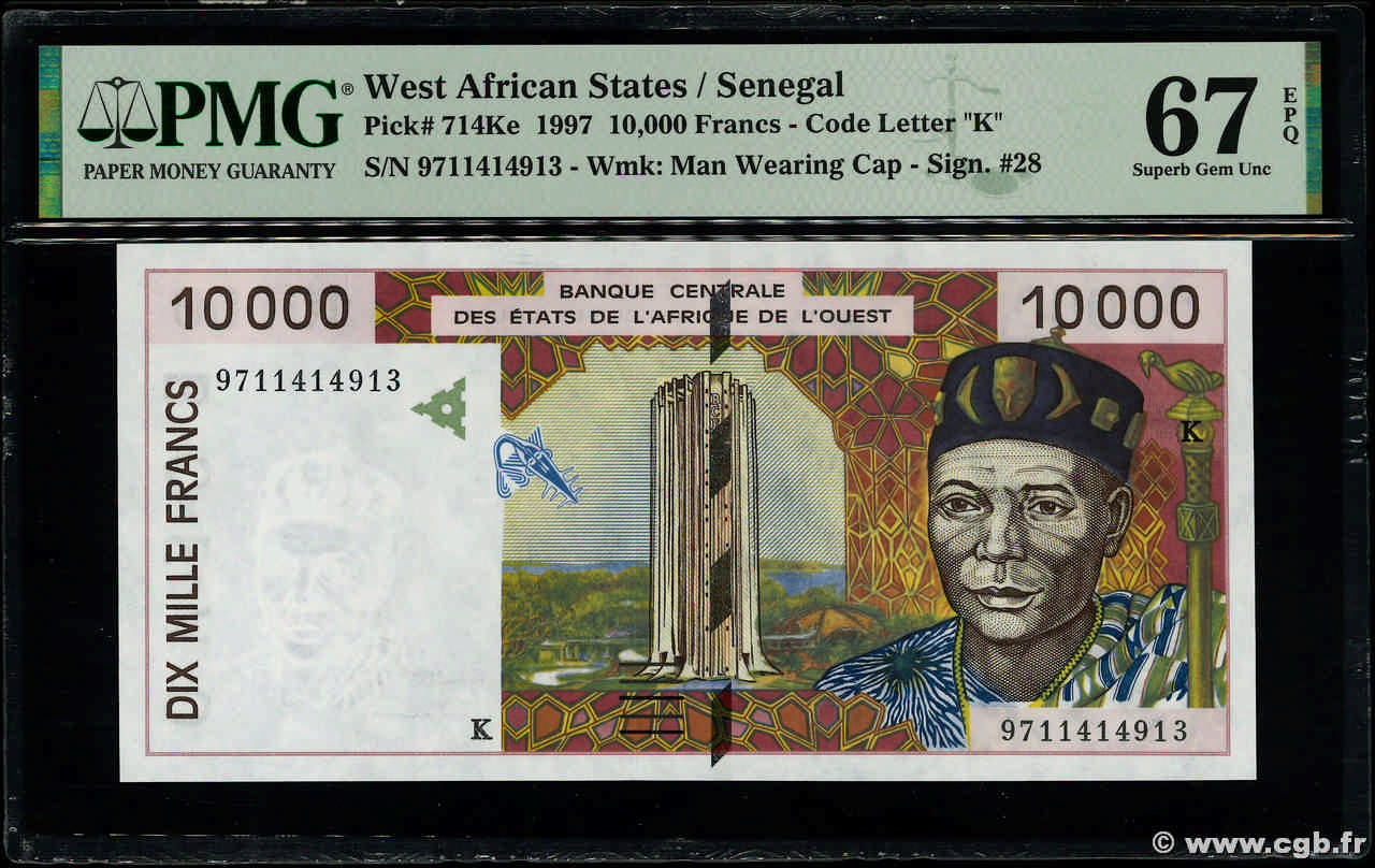 10000 Francs ÉTATS DE L AFRIQUE DE L OUEST  1997 P.714Ke NEUF