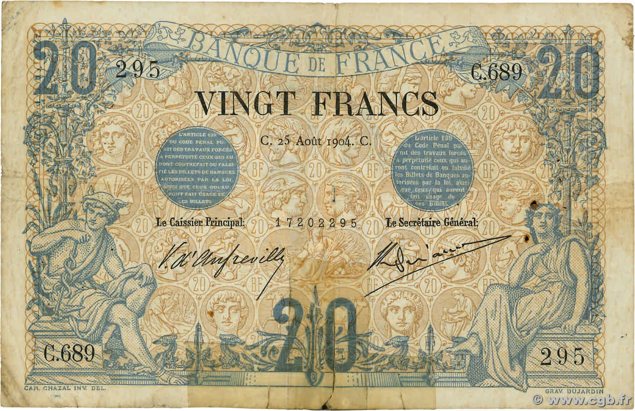 20 Francs NOIR FRANCIA  1904 F.09.03 B