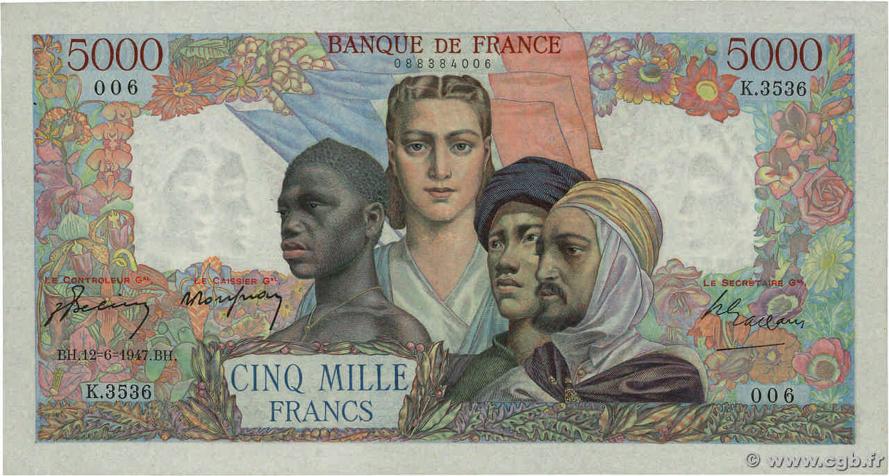 5000 Francs EMPIRE FRANÇAIS FRANCE  1947 F.47.60 TTB+