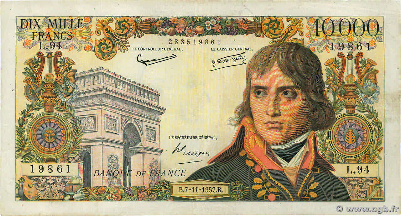 10000 Francs BONAPARTE FRANCE  1957 F.51.10 pr.TTB