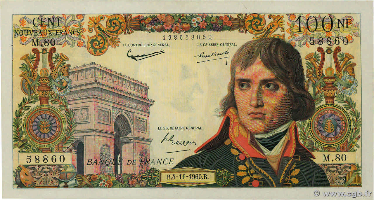 100 Nouveaux Francs BONAPARTE FRANCIA  1960 F.59.08 SPL