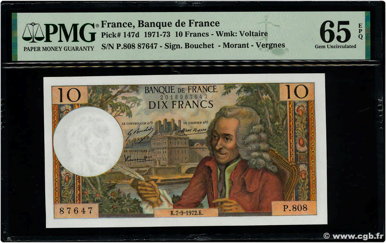 10 Francs VOLTAIRE FRANCE  1972 F.62.58 NEUF