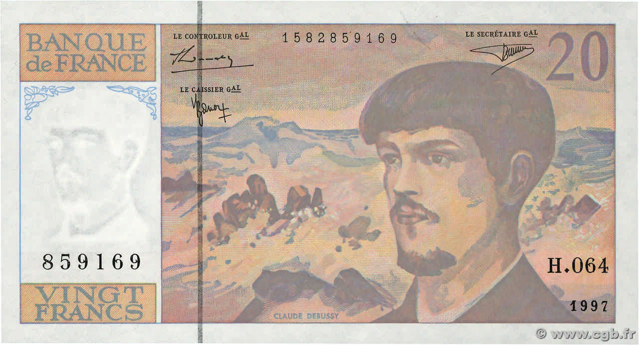 20 Francs DEBUSSY Modifié FRANCIA  1997 F.66ter.02-64 q.FDC