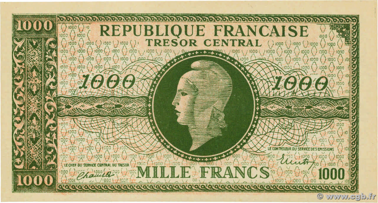 1000 Francs MARIANNE BANQUE D ANGLETERRE Faux FRANCE  1945 VF.12.01x UNC