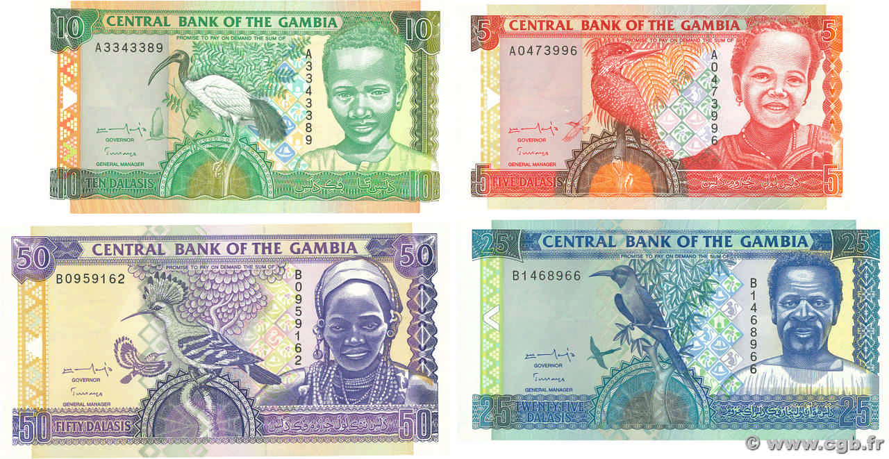 5, 10, 25 et 50  Dalasis Lot GAMBIA  1996 P.16, P.17, P.18 et P.19 UNC-