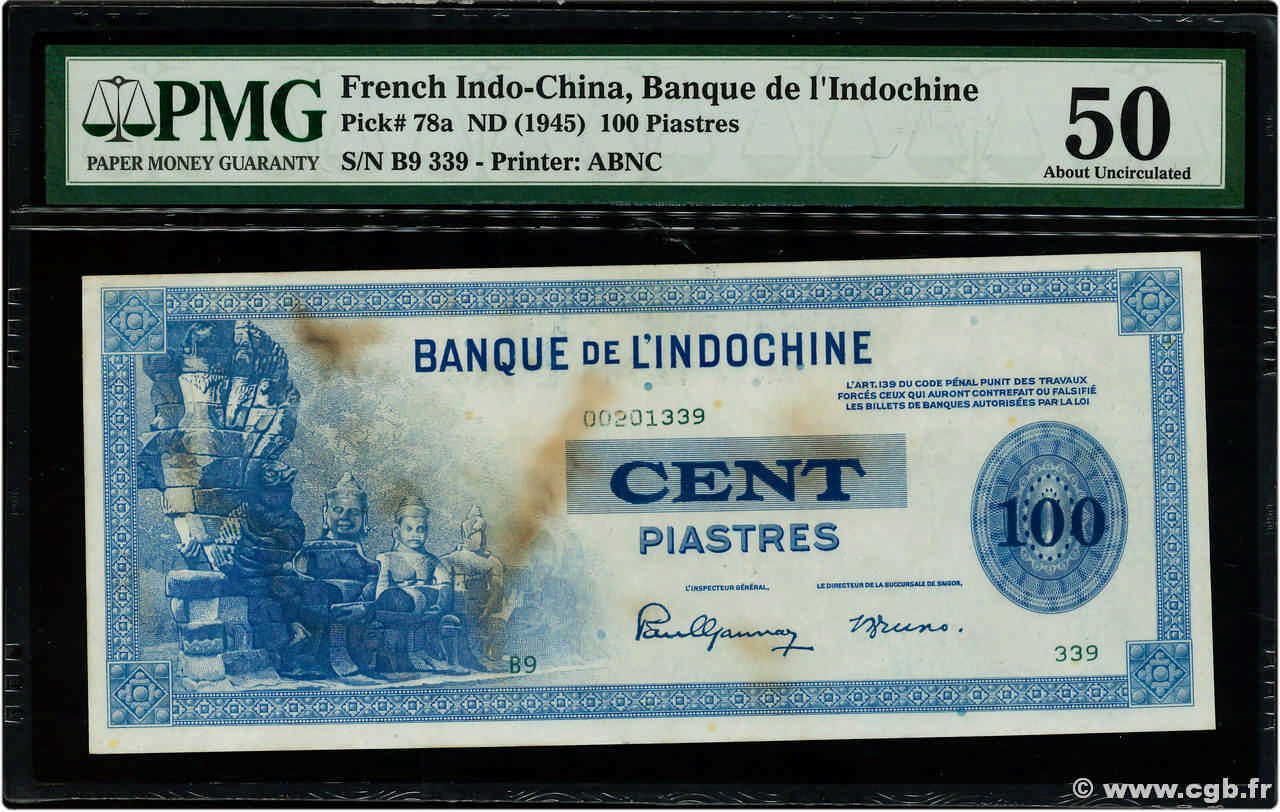 100 Piastres INDOCHINE FRANÇAISE  1945 P.078a SUP+