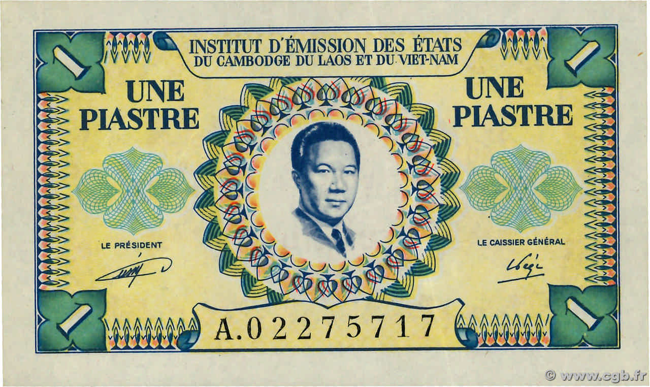 1 Piastre - 1 Dong FRANZÖSISCHE-INDOCHINA  1953 P.104 VZ+